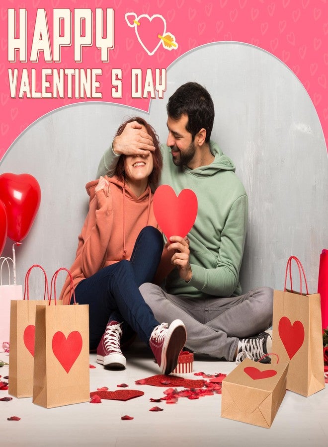 Engrowtic 150 Pcs Valentines Day Gift Bags Valentines Candy Goodie Bags with Handles Heart Love Paper Wrapping Kraft Bags for Galentines Gifts Packing Party Favors - Image 5